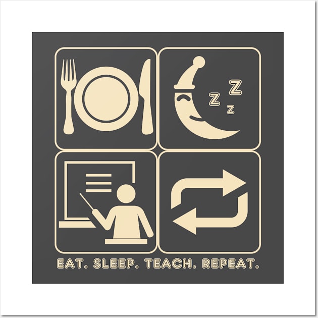 Eat Sleep Teach Repeat (Dark Tees) Wall Art by zoddie